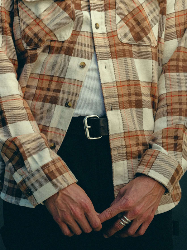 Bowery L/S Flannel: Whitecap/Pinecone Brown/Burro