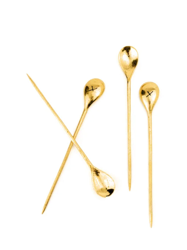X Spoon Picks: Set of 4 (Brass)